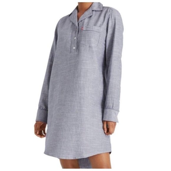 Levi’s Strauss &‎ Co Women's Striped Woven Sleep Shirt w/Pockets Blue Size Small - Picture 2 of 16